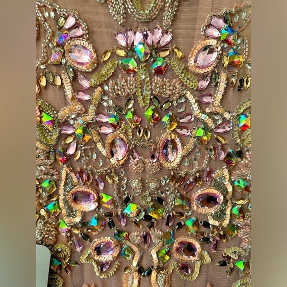 ASOS Pink Mesh & Bejeweled Dress with Slip - US Size 0 - Picture 6 of 12